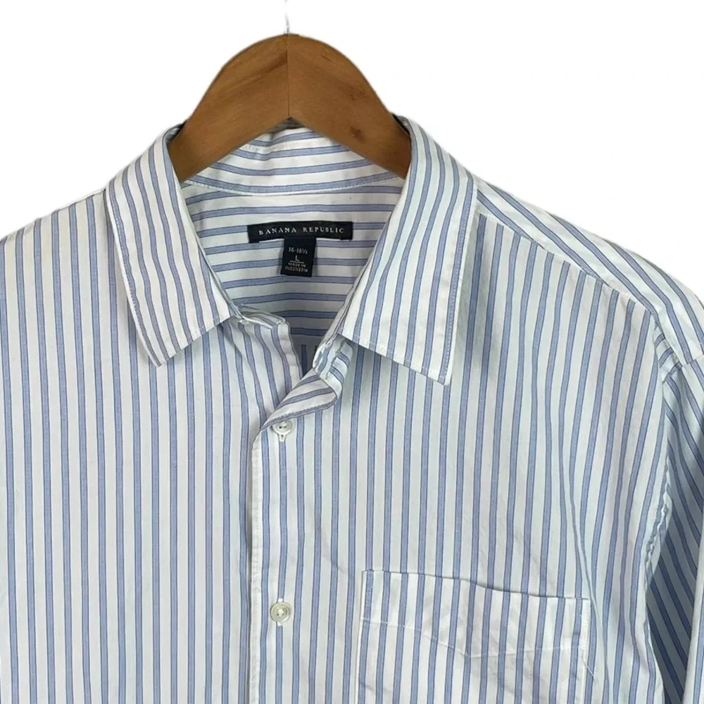 BF390 Mens Banana Republic Striped Business Button Down Dress Shirt 16-16.5 L